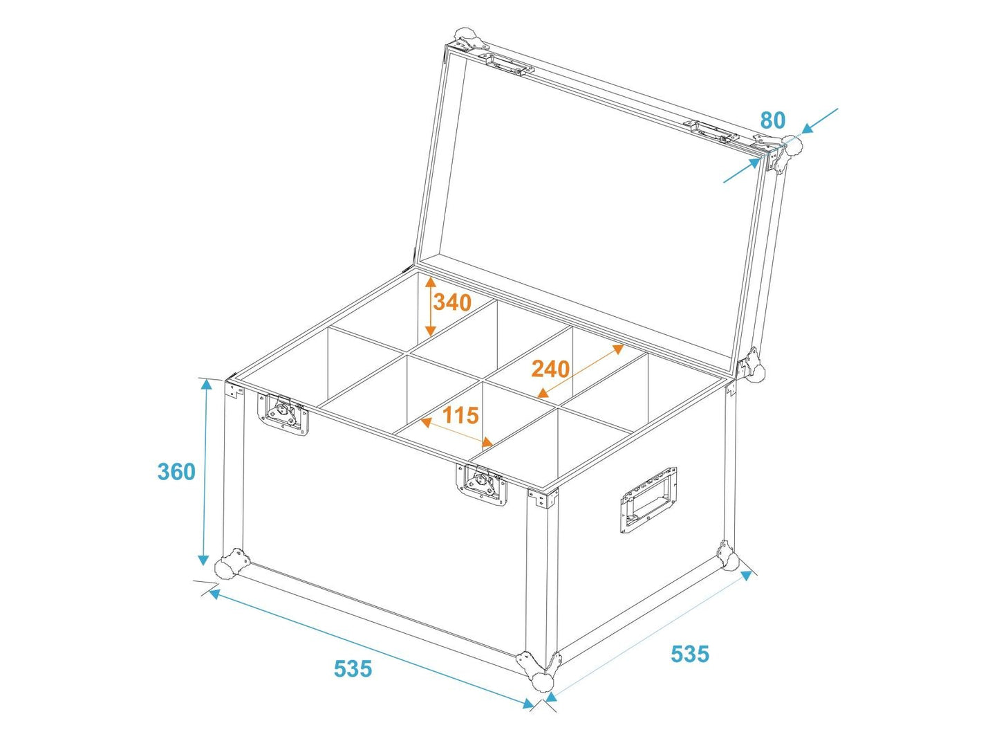 ROADINGER Flightcase 8x SLS Größe M