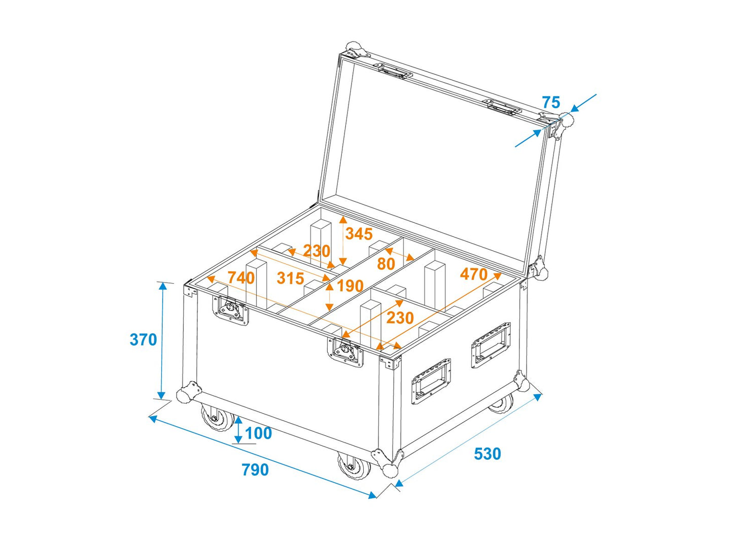 ROADINGER Flightcase 4x TMH-X4