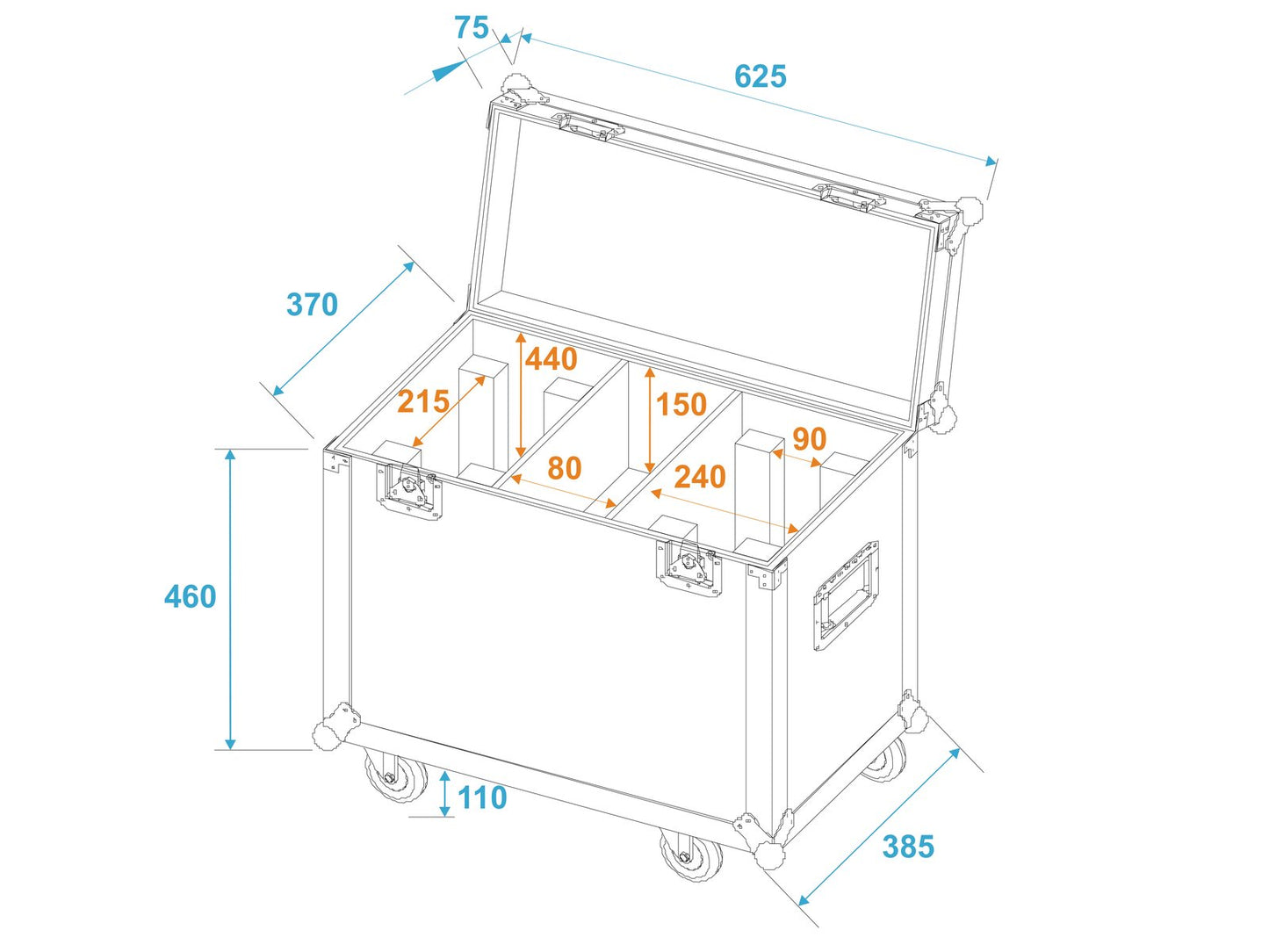 ROADINGER Flightcase 2x TMH-X12 mit Rollen