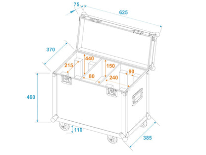 ROADINGER Flightcase 2x TMH-X12 mit Rollen