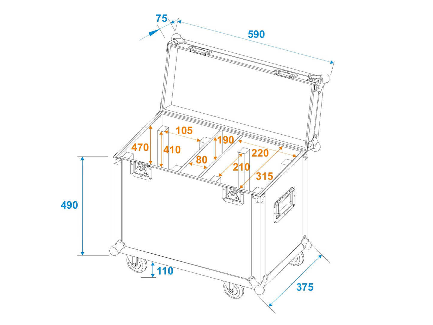 ROADINGER Flightcase 2x TMH XB-280