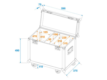 ROADINGER Flightcase 2x TMH XB-280