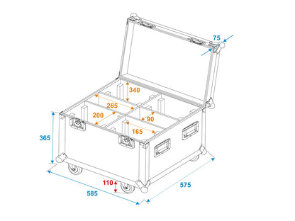 ROADINGER Flightcase 4x TMH-S90/H90/B90