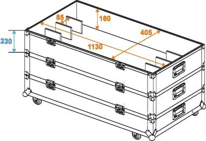 ROADINGER Flightcase 12x LED-Leiste mit Rollen