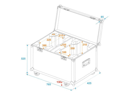 ROADINGER Flightcase 2x TMH-X5 mit Rollen