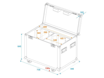 ROADINGER Flightcase 2x PFE-100/120