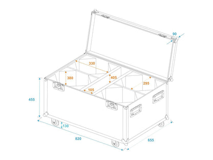 ROADINGER Flightcase 4x LED THA-100F/THA-120PC mit Rollen