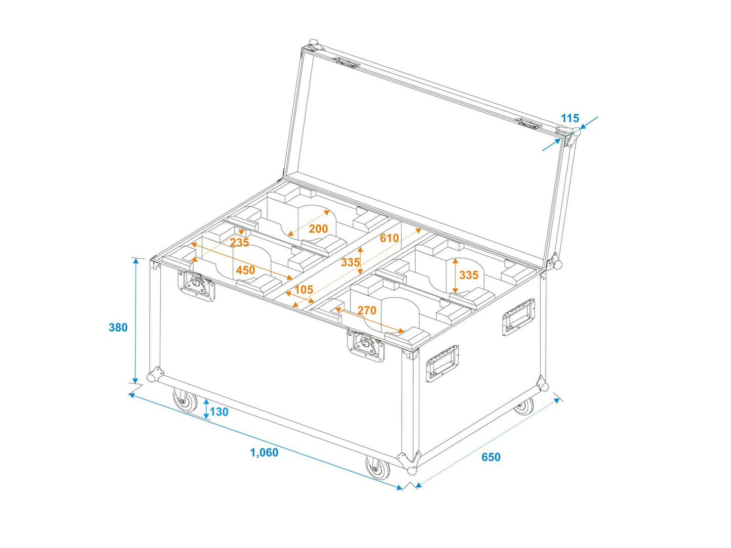 ROADINGER Flightcase 4x LED TMH-X7 Moving head