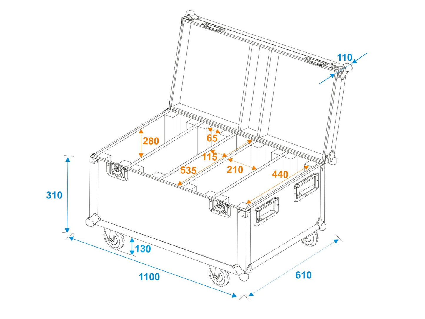 ROADINGER Flightcase 4x Multiflood Pro