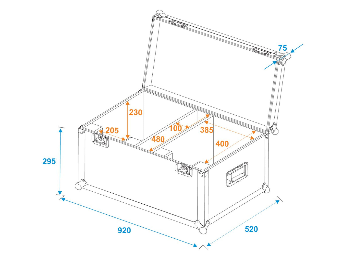 ROADINGER Flightcase 2x LED THA-150F Theater-Spot