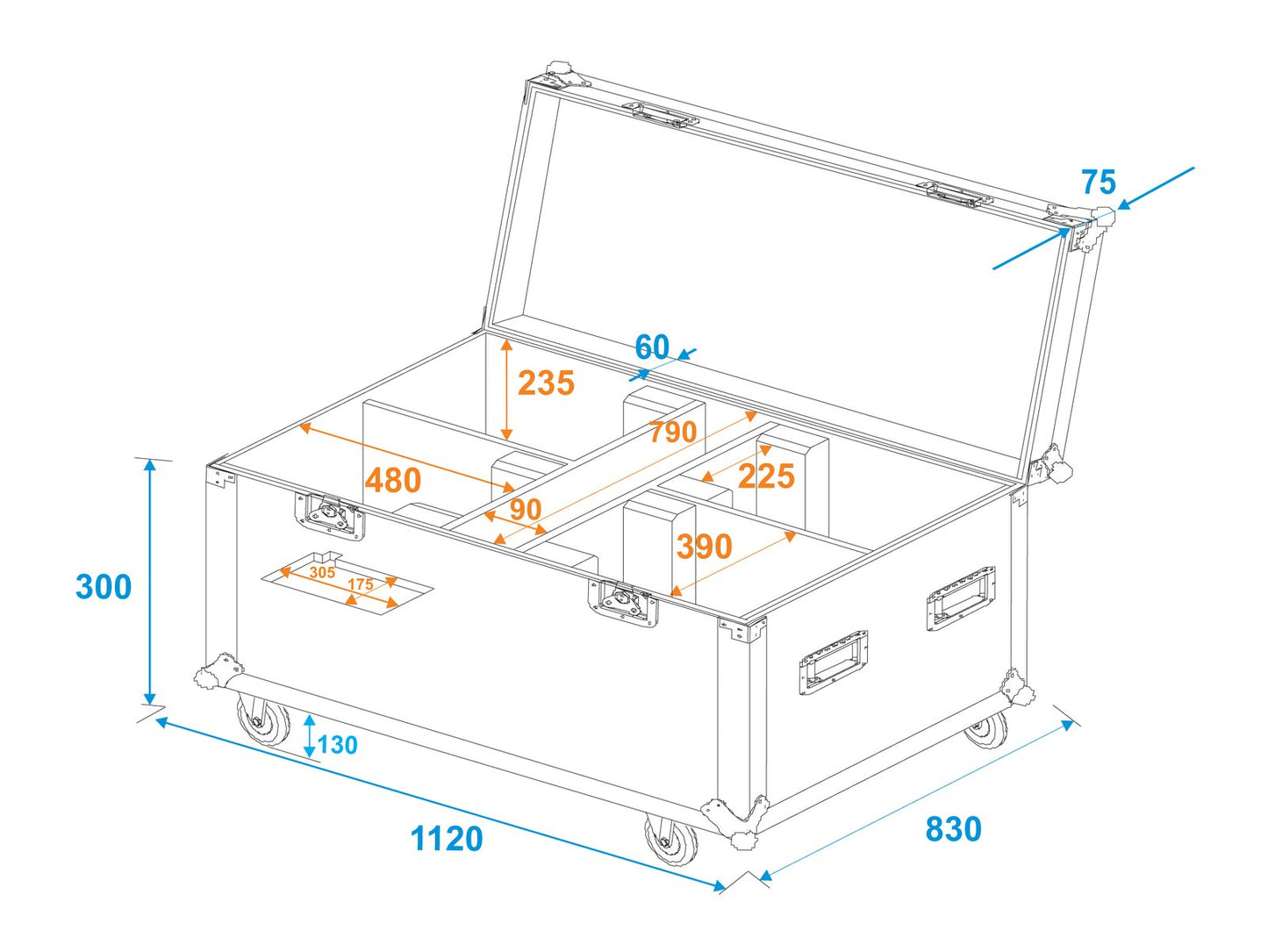 ROADINGER Flightcase 4x LED THA-150F Theater-Spot