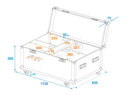 ROADINGER Flightcase 4x LED THA-150F Theater-Spot