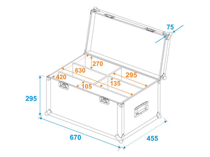 ROADINGER Flightcase 4x LED 4/7C-12 Silent Slim Spot