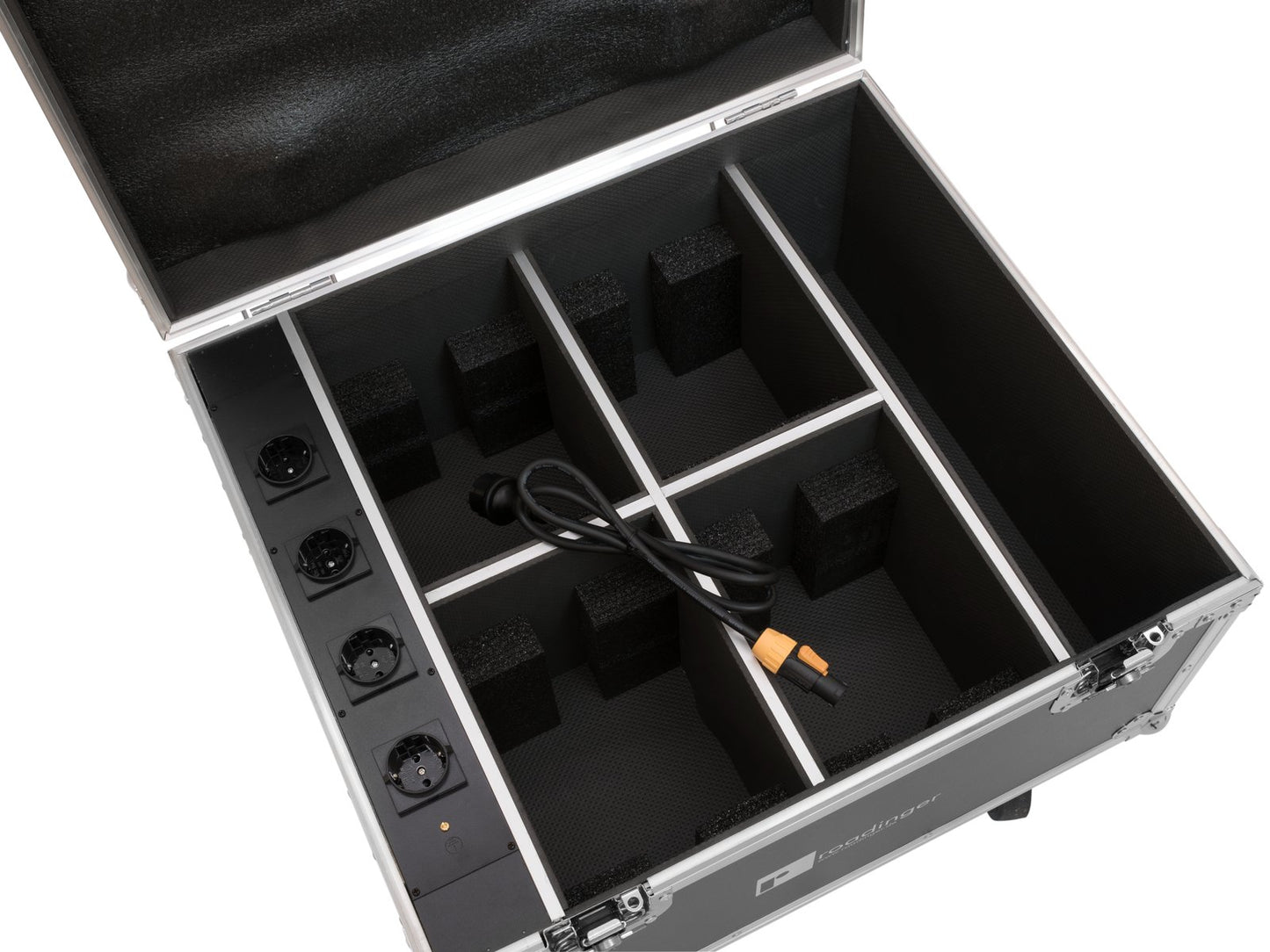 ROADINGER Flightcase 4x AKKU IP PAR 7 QCL WDMX mit Ladefunktion