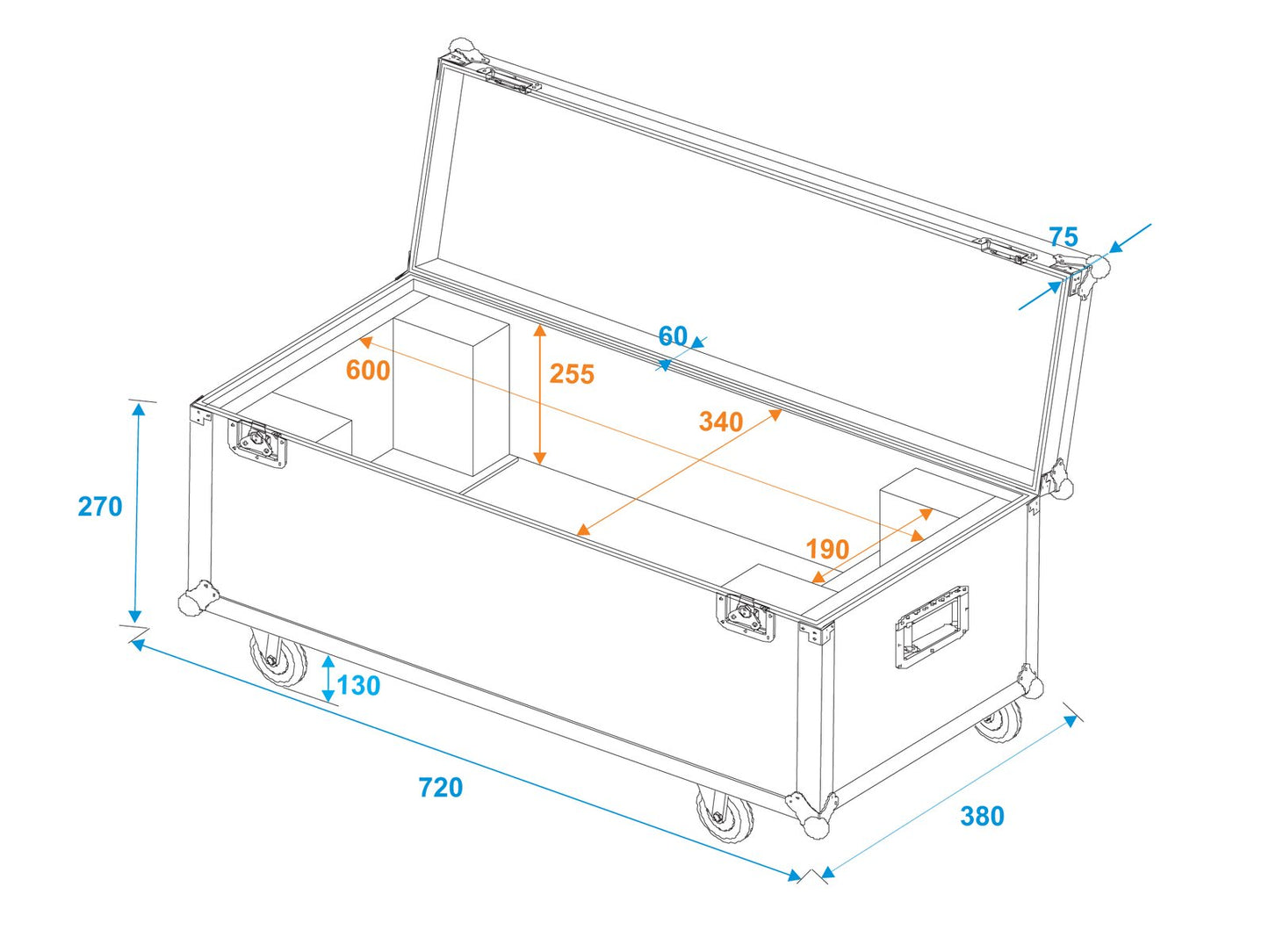 ROADINGER Flightcase 1x LED SL-350/SL-160 mit Rollen