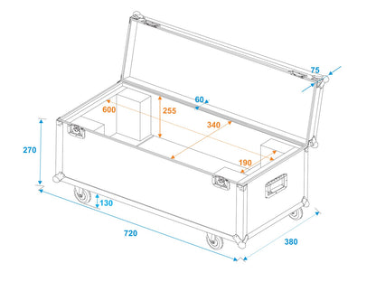 ROADINGER Flightcase 1x LED SL-350/SL-160 mit Rollen