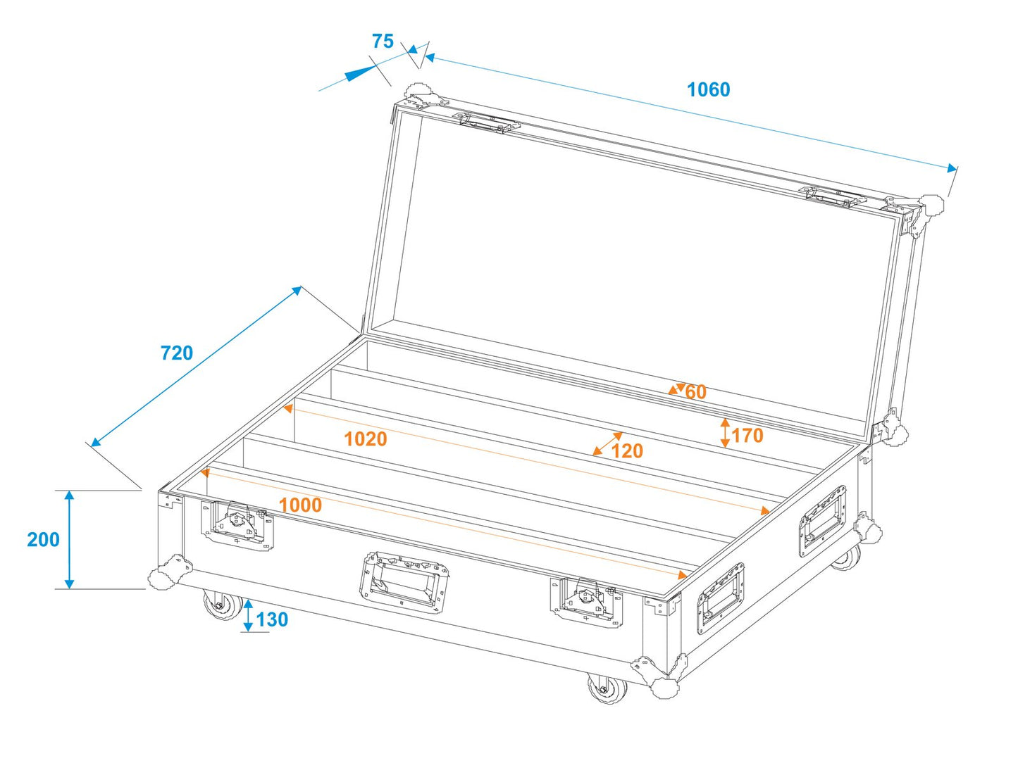 ROADINGER Flightcase 4x LED IP T-PIX 8 QCL/T-PIX 12 HCL mit Rollen