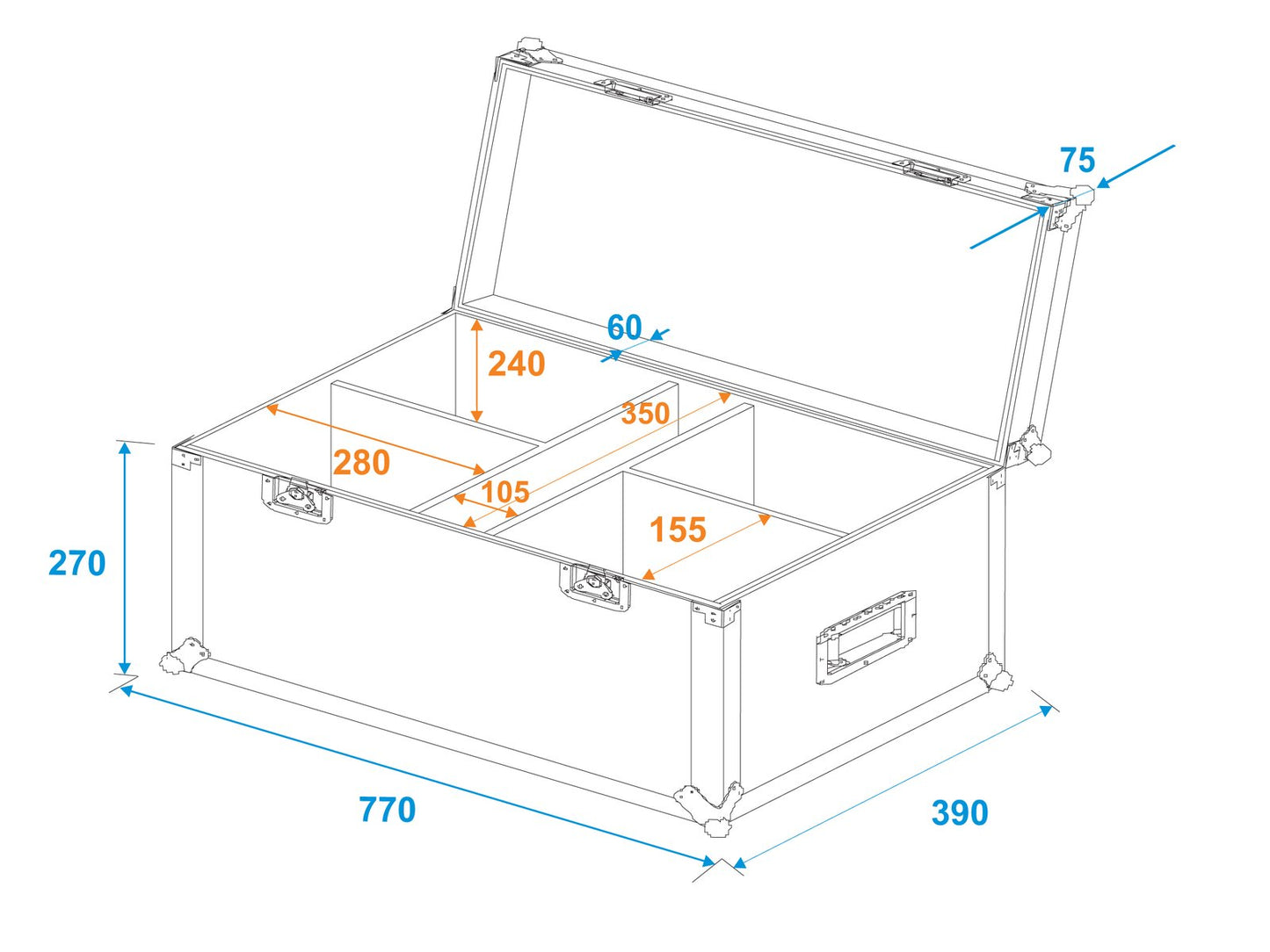 ROADINGER Flightcase 4x LED CBB-2WW/CW Fairlight