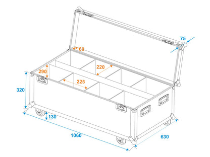 ROADINGER Flightcase 8x LED IP PAR 7x8W QCL/7x9W SCL mit Rollen