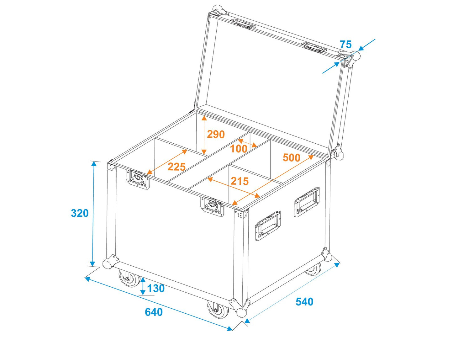 ROADINGER Flightcase 4x LED IP PAR 7x8W QCL/7x9W SCL mit Rollen