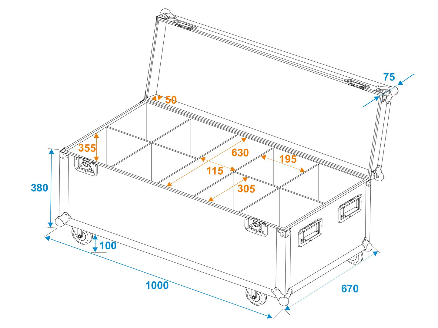 ROADINGER Flightcase 8x LED IP PAR 12x8W QCL/12x9W SQL Spot mit Rollen