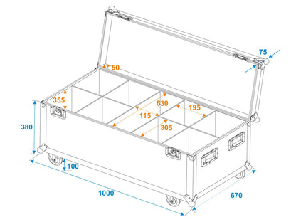 ROADINGER Flightcase 8x LED IP PAR 12x8W QCL/12x9W SQL Spot mit Rollen