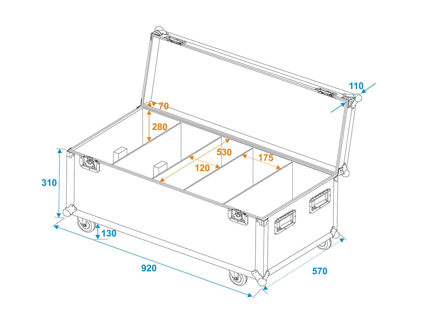 ROADINGER Flightcase 4x Multiflood Pro IP RGBW MK2 mit Rollen