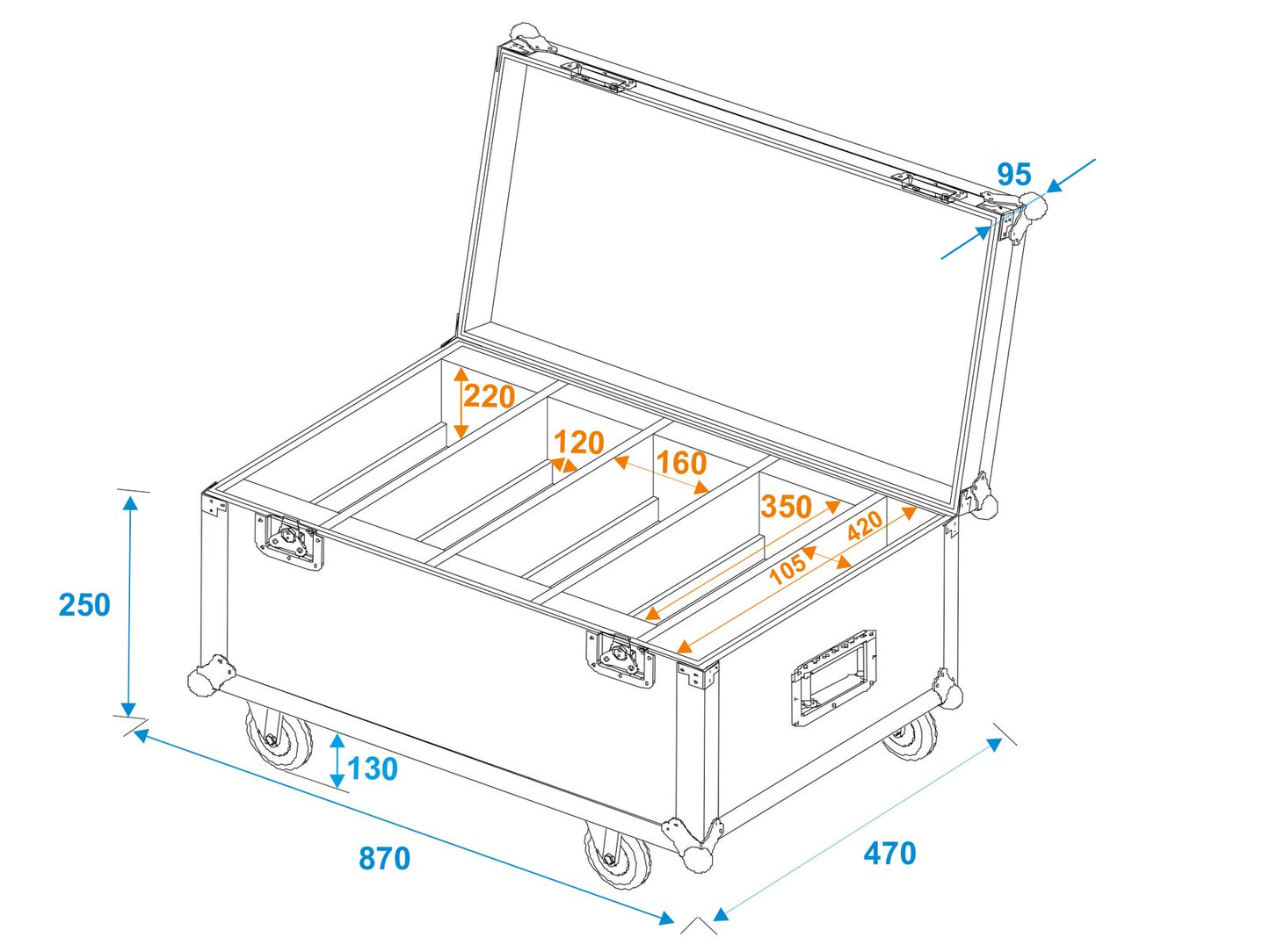 ROADINGER Flightcase 4x LED PLL-384