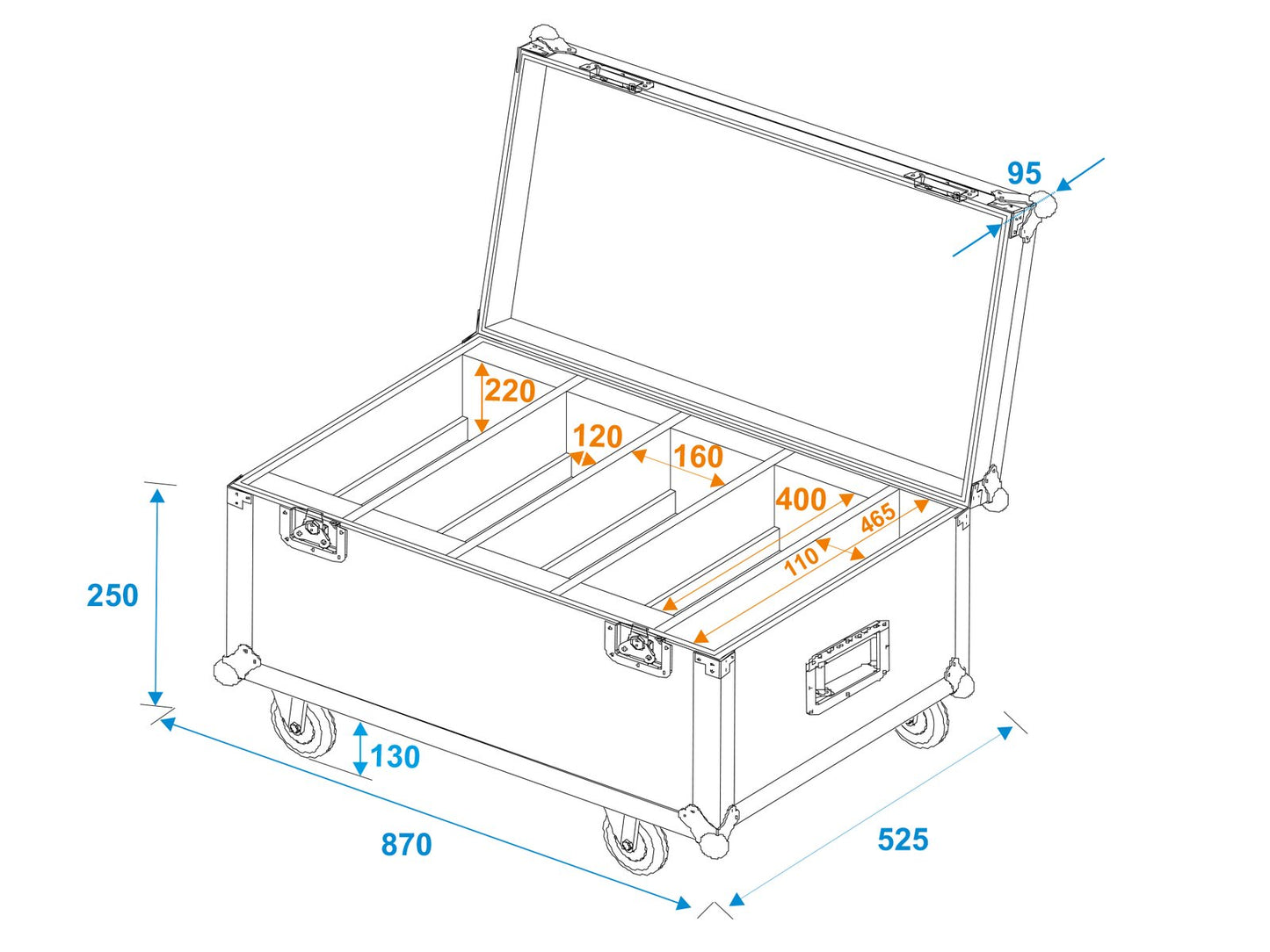 ROADINGER Flightcase 4x LED CLS-18 QCL RGB/WW