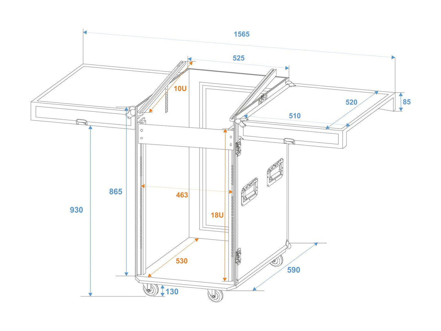 ROADINGER Spezial-Kombi-Case TA-1 18HE mit Rollen