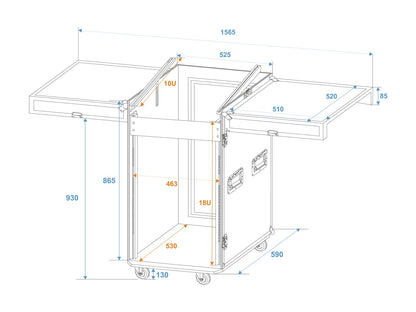 ROADINGER Spezial-Kombi-Case TA-1 18HE mit Rollen