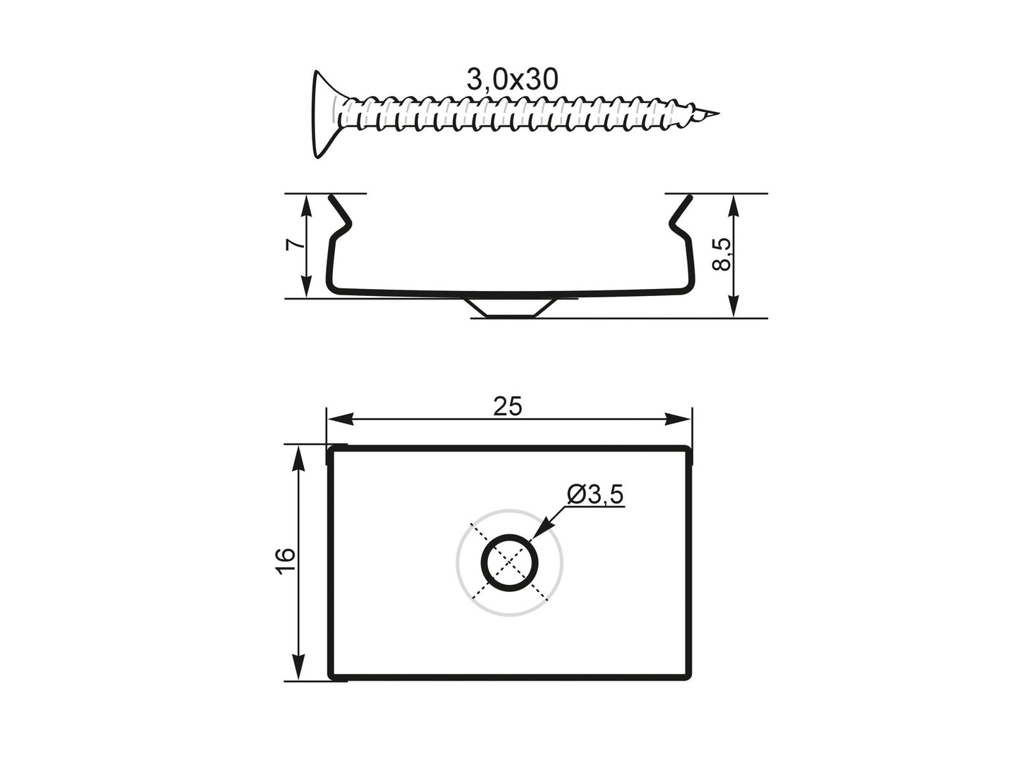 EUROLITE Halterung für U-Profil 20mm Metall