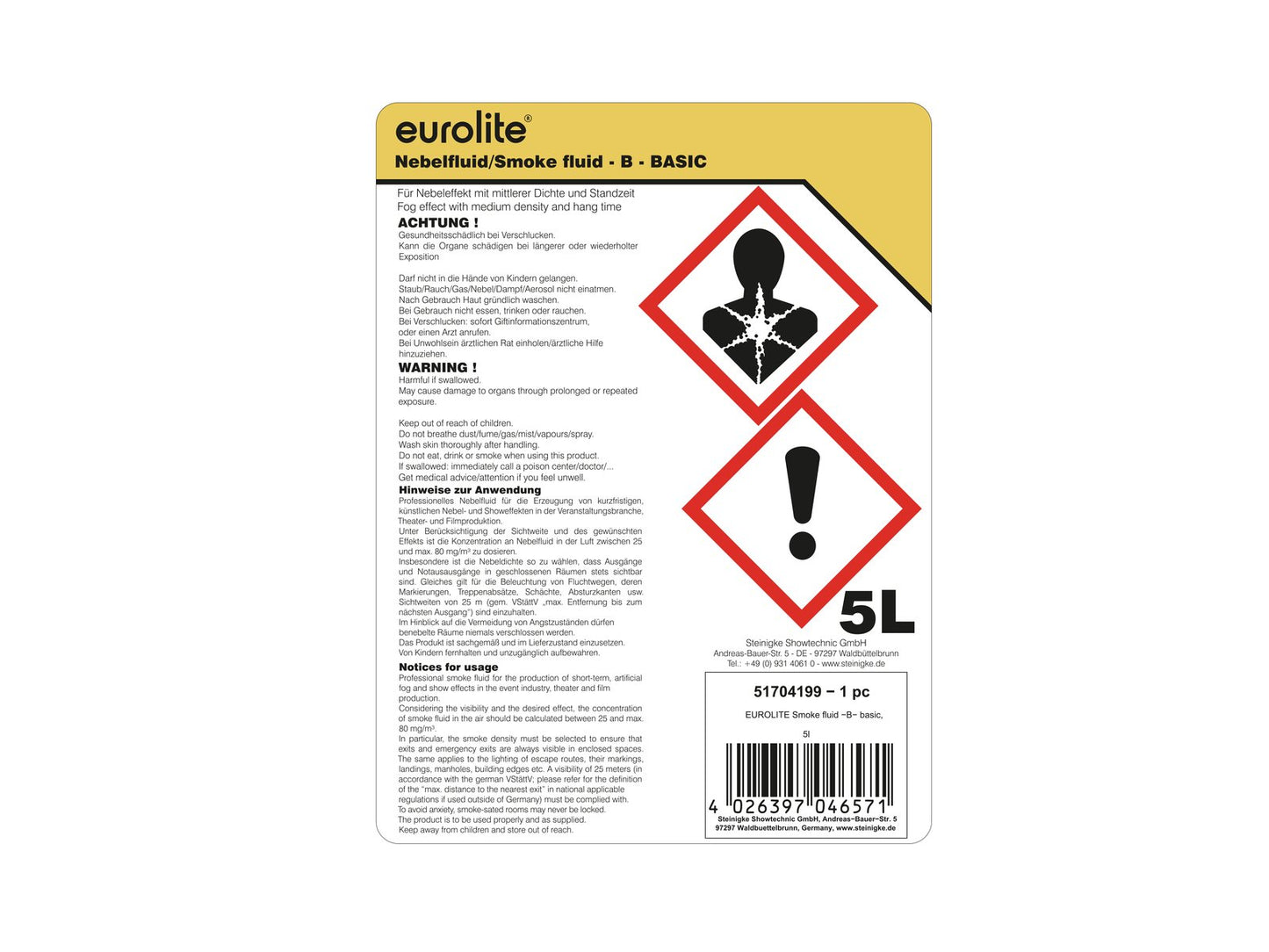 EUROLITE SMOKE FLUID -B- Basic 5l Nebelfluid