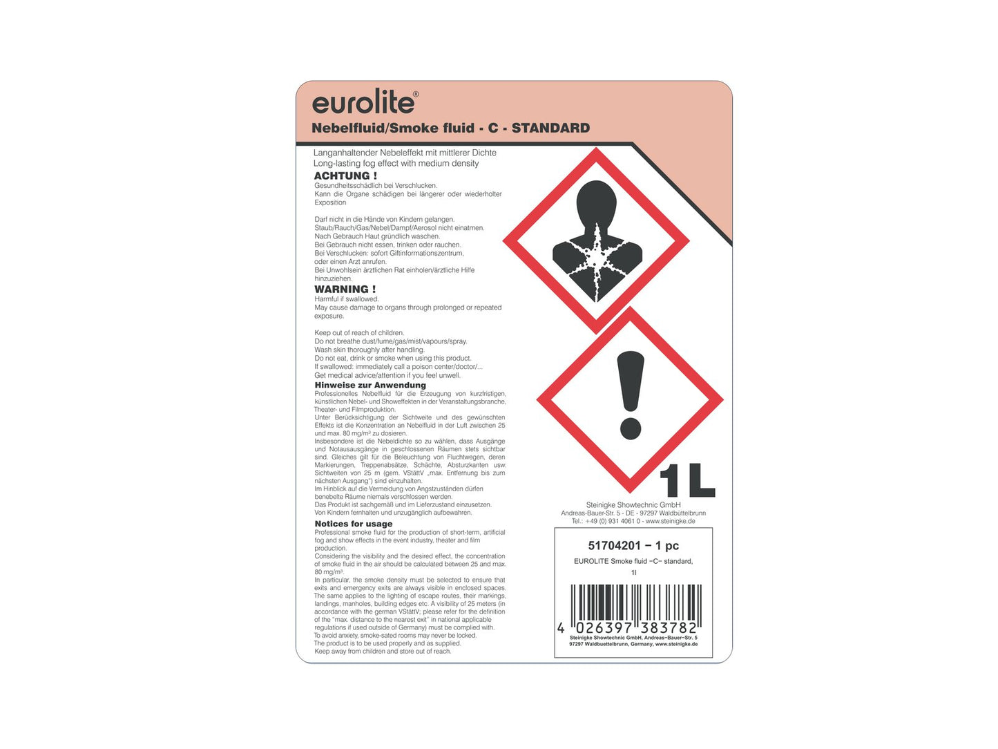 EUROLITE SMOKE FLUID -C- Standard 1l Nebelfluid