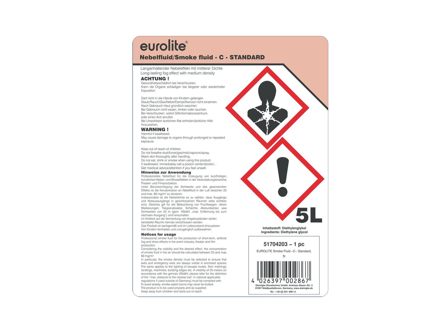 EUROLITE SMOKE FLUID -C- Standard 5l Nebelfluid