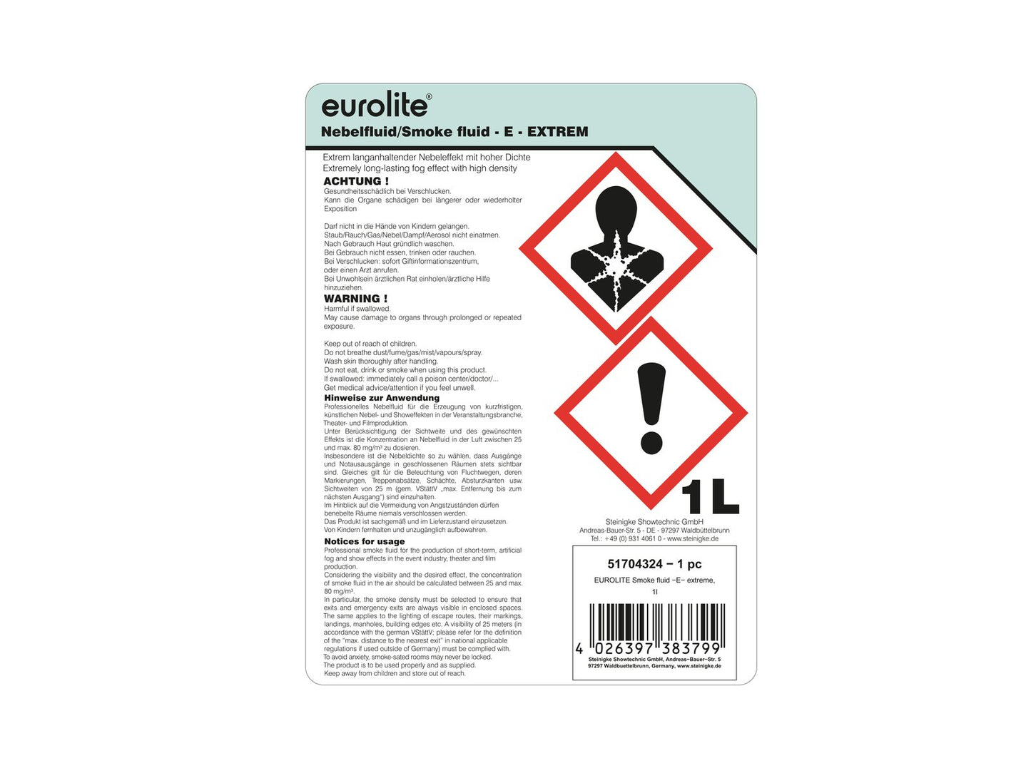 EUROLITE SMOKE FLUID -E- Extrem 1l Nebelfluid